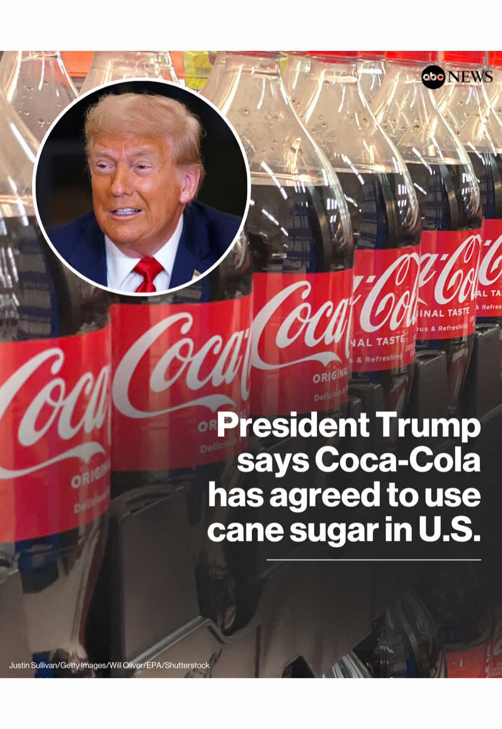 President Trump said in a post to his Truth Social platform that beverage giant Coca-Cola has agreed to use cane sugar in its iconic drink in the United States. In a brief statement on its website, Coca-Cola said Wednesday more details would be 