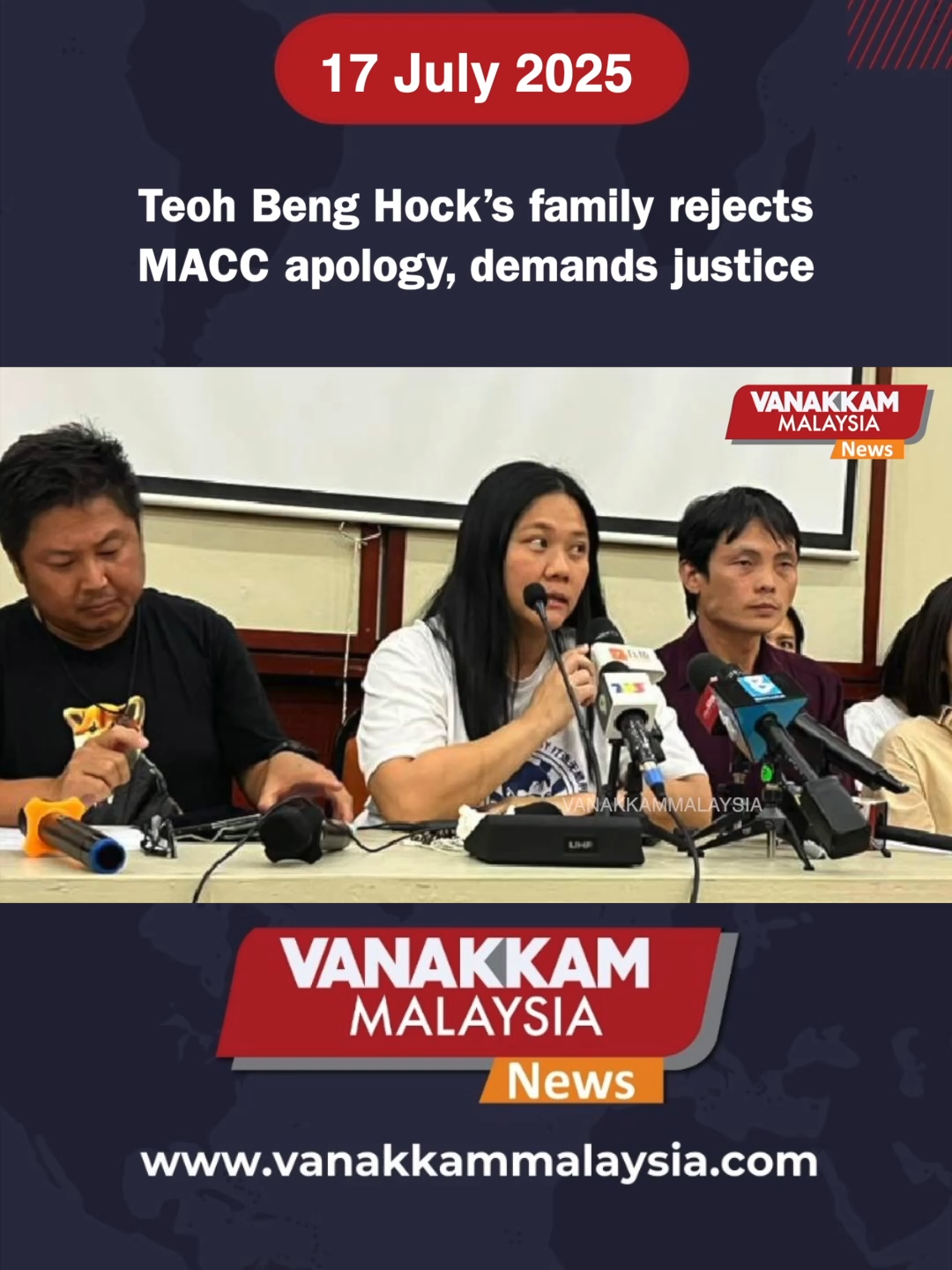 Teoh Beng Hock’s family rejects MACC apology, demands justice #latest #vanakkammalaysia #TeohBengHock #family #rejects #MACC #apology #demands #justice #trendingnewsmalaysia #fyp #vmnews #foryoupage #malaysiatamilnews