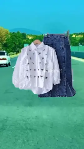 Setelan kemeja rok jeans#setwanita#kekinian#fyp