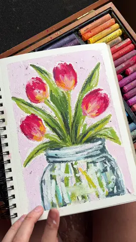 oil pastel tulips 🌷 there are over 3,000 varieties of tulips 💐💐💐 #oilpastel #PlantTok #arttok #tulips #tulipbouquet #arttutorial #artprocess #satisfyingart #artasmr #flowerbouquet #TikTokLearningCampaign 