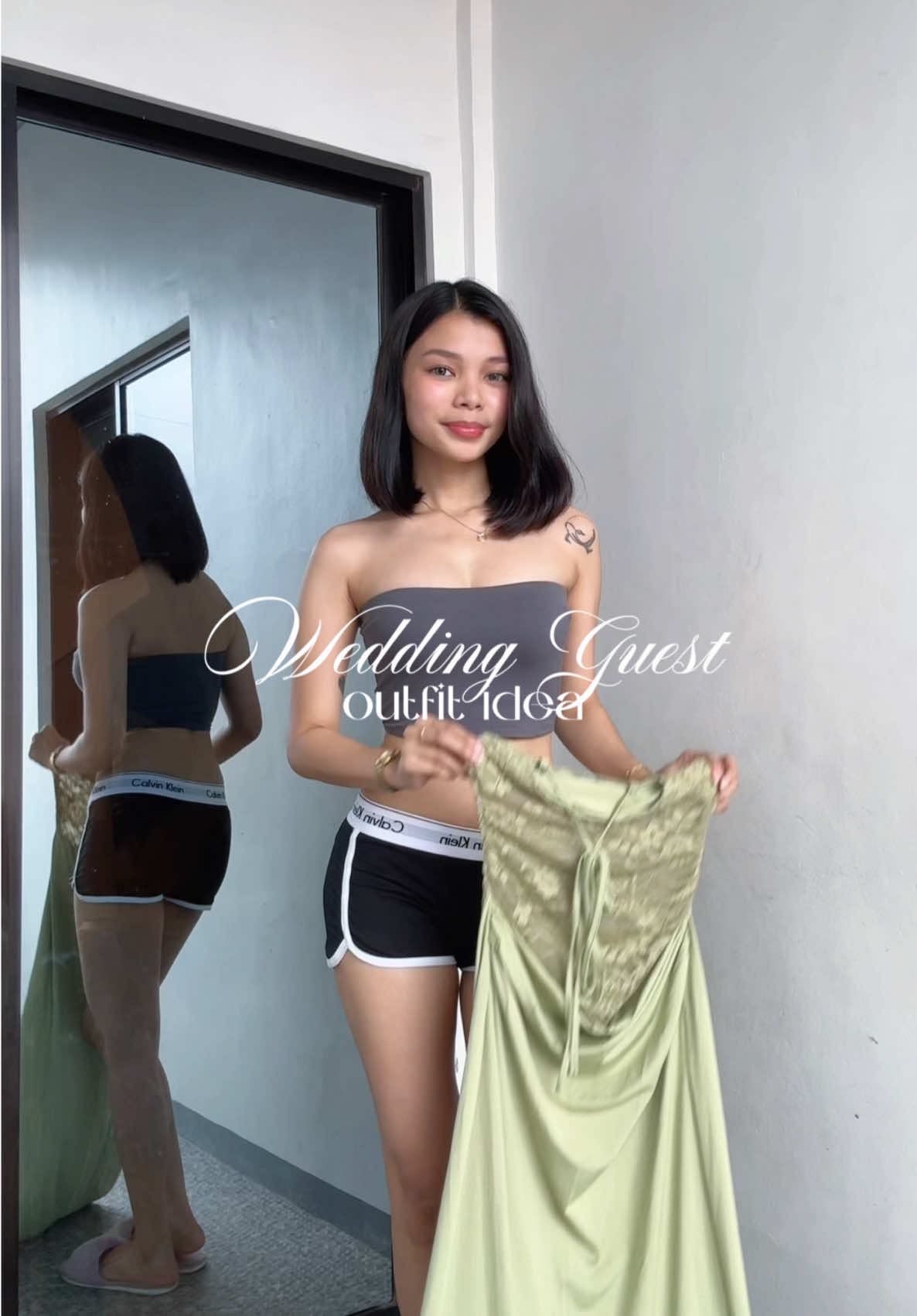 wedding guest outfit idea 🍃 #fyp 