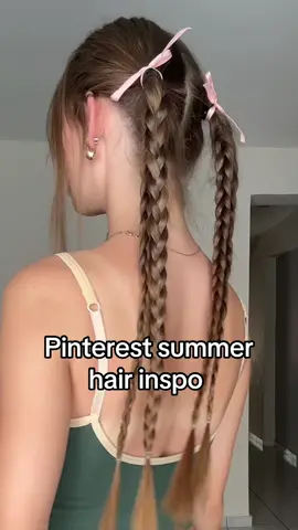 Save for later 🤍 #summerhair #summerhairstyles #pinteresthair #ponytails #braids #braidedponytails #bows #pinkbows 