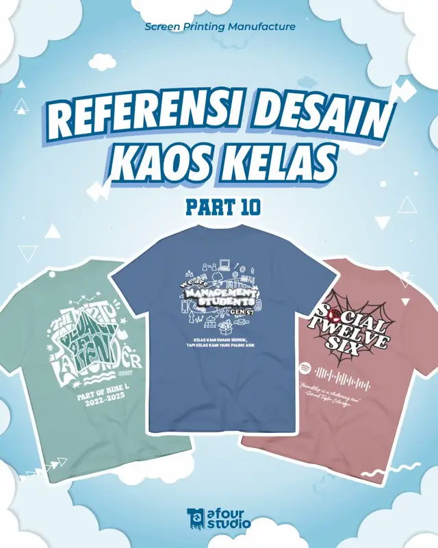 Mimin kasih beberapa referensi lagi desain buat kaos kelas kalian.👕✨ Kalau kalian masih bingung, mimin siap bantu Desainkan kok😊 Ayuk Konsultasikan Desain Kaos Kelasmu❤️ Workshop : 🏠 Jl Margo Mulyo No 5 RT 05/08, Arcawinangun, Purwokerto Timur, Kabupaten Banyumas( GMaps AFOUR STUDIO ) 📲Whatsapp : 0877 3383 7353 #kaos #kaoskelas #kaosangakatan #bajukelas #bajuangkatan #kaossekolah #afourstudio 