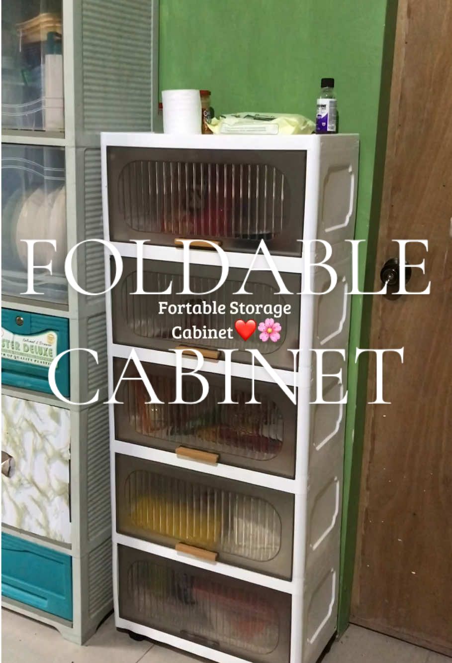 SIV foldable storage cabinet flip door🫶🏻🌸#cabinet #foldable #useful #fyp #foldablecabinet 