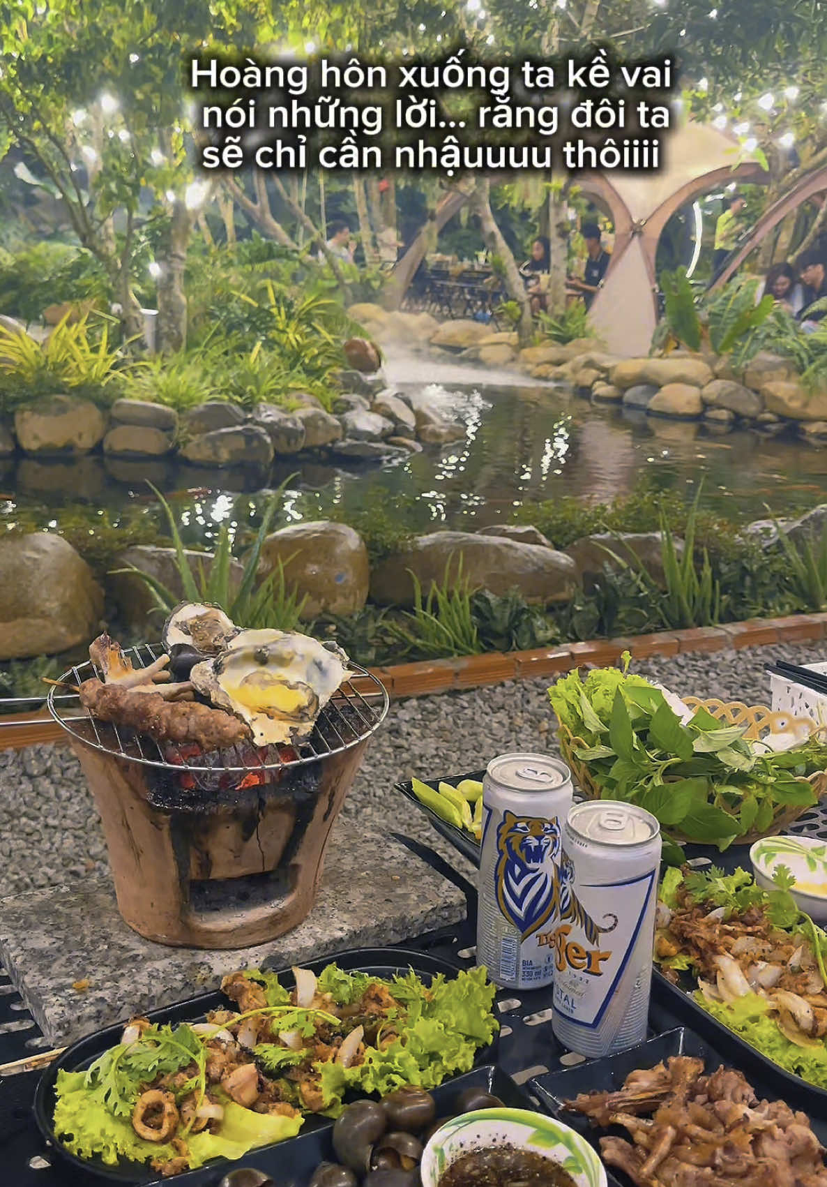 Hoàng hôn xuống rồi, lên 🍺🍻🍺 #angardencoffeebaclieu #bbq #launuong #foryou #capheviewdep #xh #vr #chill #94baclieu #fyp 