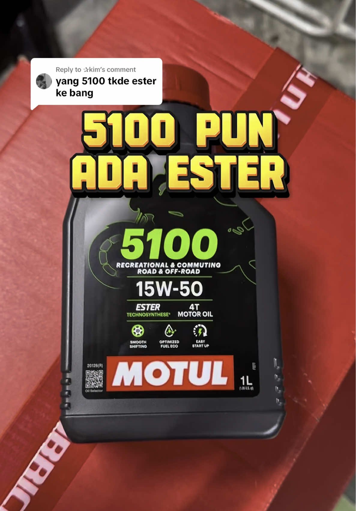 Replying to @✰kim 5100 pun Ada Ester eh. Dapatkan di Beg Kuning #5100 #motul #minyakhitampadu 