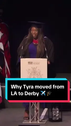 From LA ✈️ Derby, #DerbyGrad Tyra is making us emotional with her speech 🥹 “All I had to do was say yes” 🎓 #Graduation #DerbyUni #UniOfDerby 