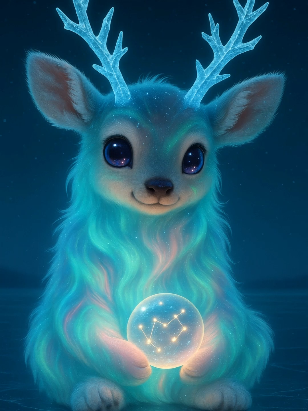 With crystal antlers reaching high  Star maps dance within his hands  Aurora fur and cosmic eyes  Bridge earthly dreams to distant lands #cutecreatures #starmap #celestial #mysticalmoments #oracletiktok #starlight💫 #constellation #magicalmoment #enchantedvibes #spiritualconnection #fantasyart #animatedwallpaper #cutenessoverload Cerf cosmique aux bois de cristal  Orbe d'etoiles brillantes Fourrure d'aurore et yeux celestes  Relient la terre aux etoiles filantes #créature #étoile #enchanté #tropmignon #tropchou