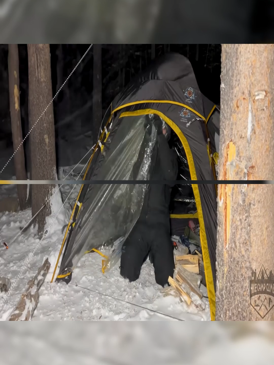 Hot Tent Camping In A Blizzard #asmr #build #camp #camping #survival #shelter #wildlife #viral #fyp #bushcraft #bushcrafting
