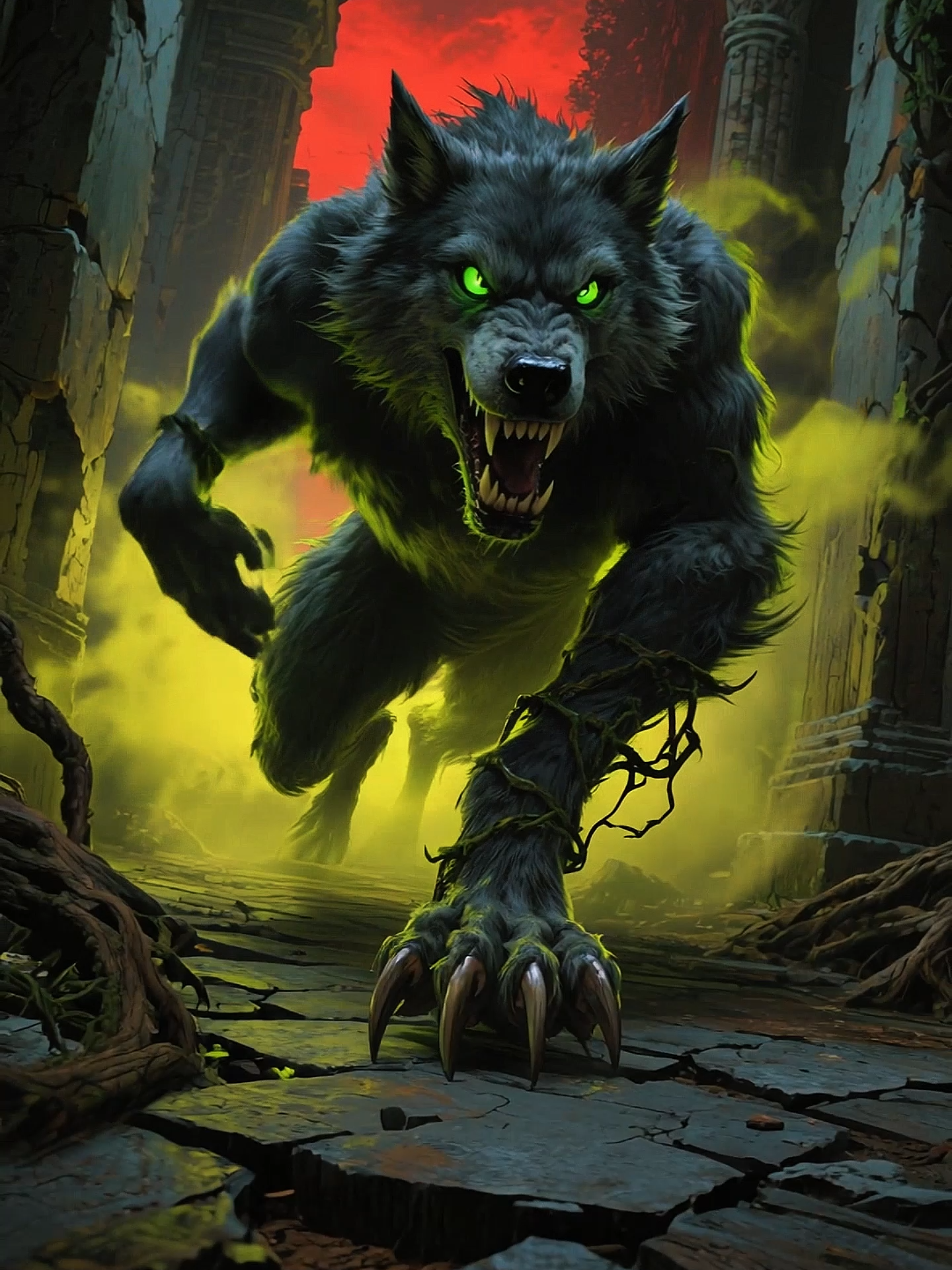 Live Wallpaper | Night of the Werewolf #werewolf #livewallpaper #darkfantasy #wolf #monsterverse #horroraesthetic #darkvibes #hunter #aivideo #monstervibes #wallpapervideo