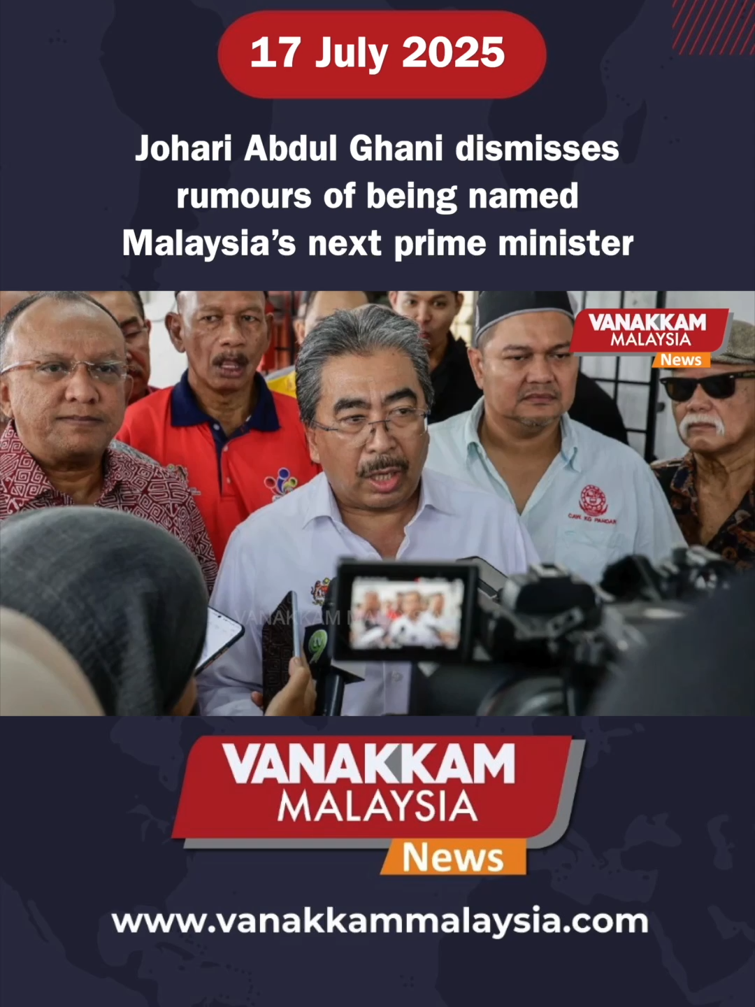Johari Abdul Ghani dismisses rumours of being named Malaysia’s next prime minister #latest #vanakkammalaysia #JohariAbdulGhani #dismisses #rumours #being #named #Malaysia #next #primeminister #trendingnewsmalaysia #fyp #vmnews #foryoupage #malaysiatamilnews