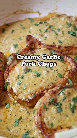 Creamy Garlic Pork Chops 🧄🥘 One pan, 30 minutes. Sponsored by the Utah Pork Producers Association.  This quick and cozy pork chop dinner is packed with flavor and comes together fast. I love pork chops because they’re budget-friendly, high in protein, and SO easy to cook. The sauce is rich and garlicky, made with butter, fresh garlic, broth, cream, and Parmesan. #UtahPork #USApork ✅ Full recipe card link in my profile. Easy to save and print. #porkchops #EasyRecipes #DinnerIdeas #cookingtips #cooking #frenchonion #budgetcooking