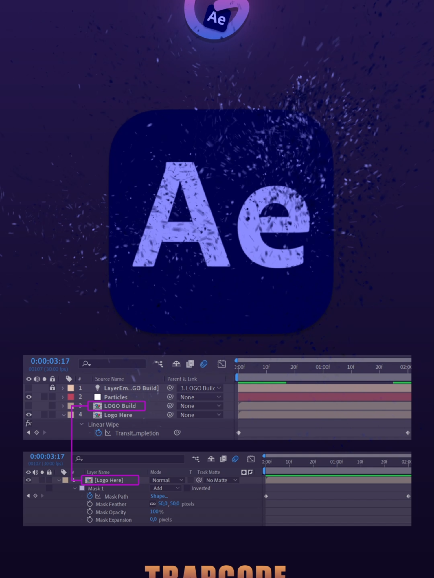 LOGO OF PARTICLES AFTER EFFECTS TUTORIAL