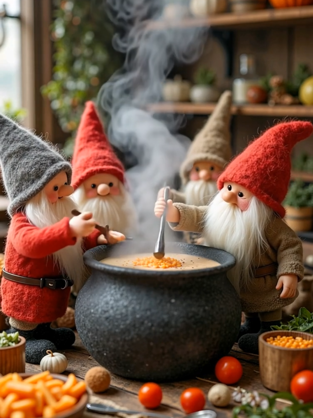 Wool Felt Gnomes in a Actual Whimsical World! #aianimation #whimsicalaesthetic #cozyvibes #woolfelt  #creatorsearchinsights 