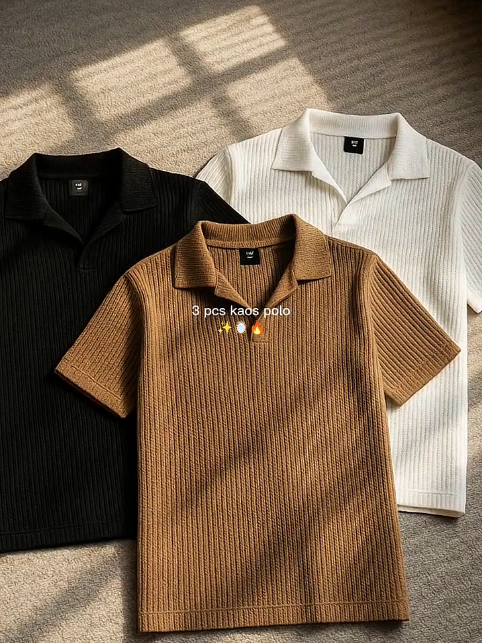 3 pcs kaos polo pria polos cakepp, lihat-lihat dulu atau kamu bisa simpan dulu video ini🔥 #atasanpria #kaospolo #polomurah #bajupria 