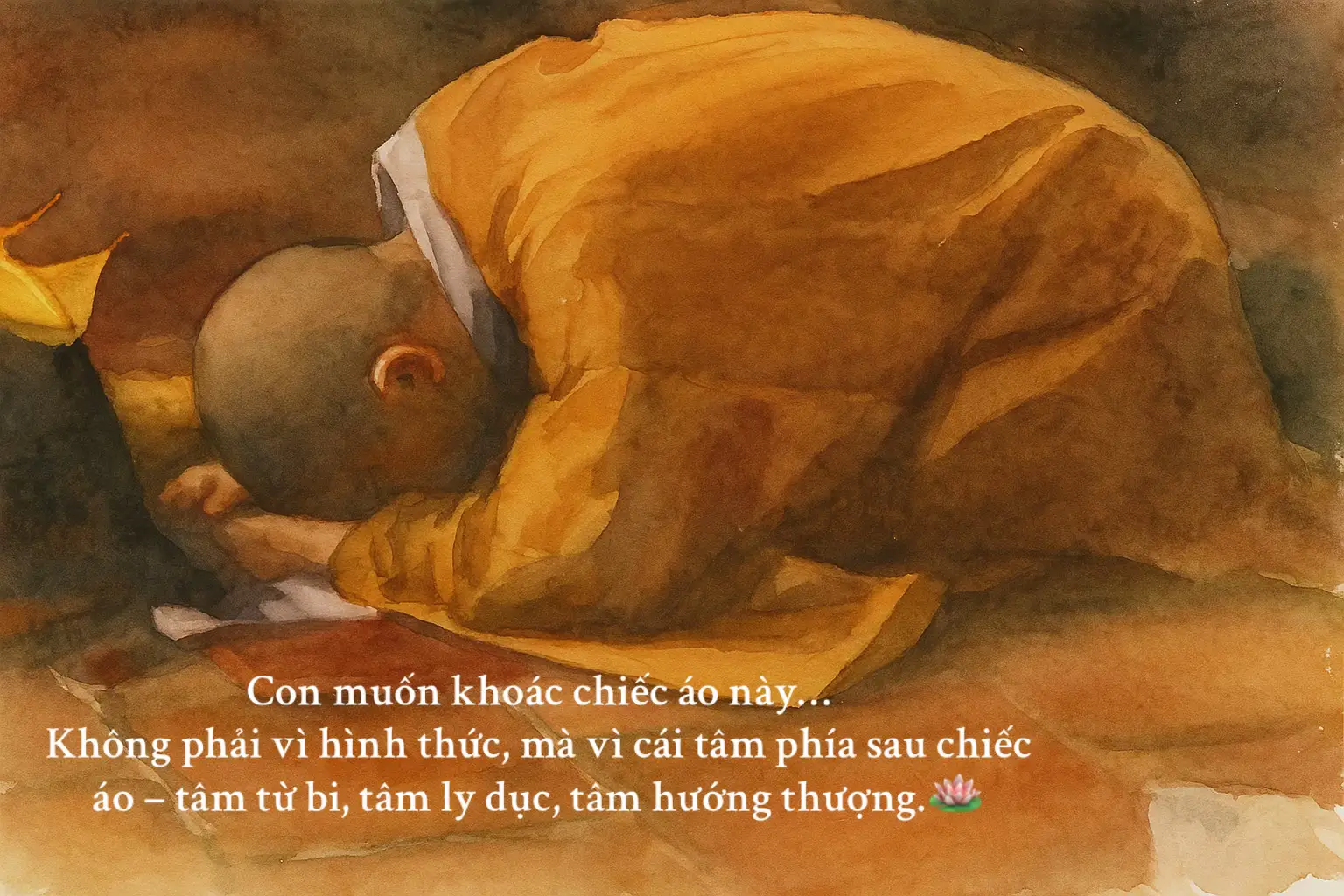 Em yêu làm sao màu áo ấy — nơi em thấy được lý tưởng, thấy được chính mình ở tương lai. 🤎 #phatgiao #giacmolonnhat #AoLamNho🍃 #xuatgia 