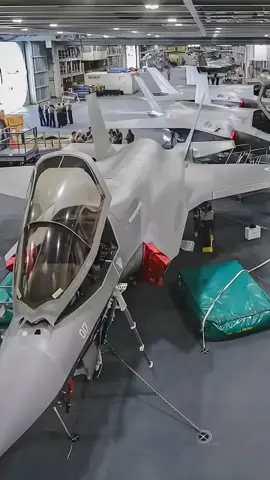 Four F-35B Lightning Jets Inside HMS Queen Elizabeth (RO8) Hangar.