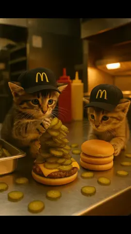 Way too many pickles? #McDonalds #cats #cattok #viralvideo #funnyvideo #ai #kittens #cattiktok