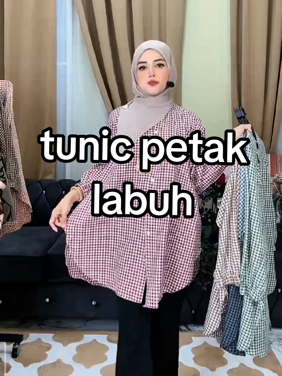 tunic petak Alfira 🥰 #tunic #kemejalabuh #blousemuslimah 