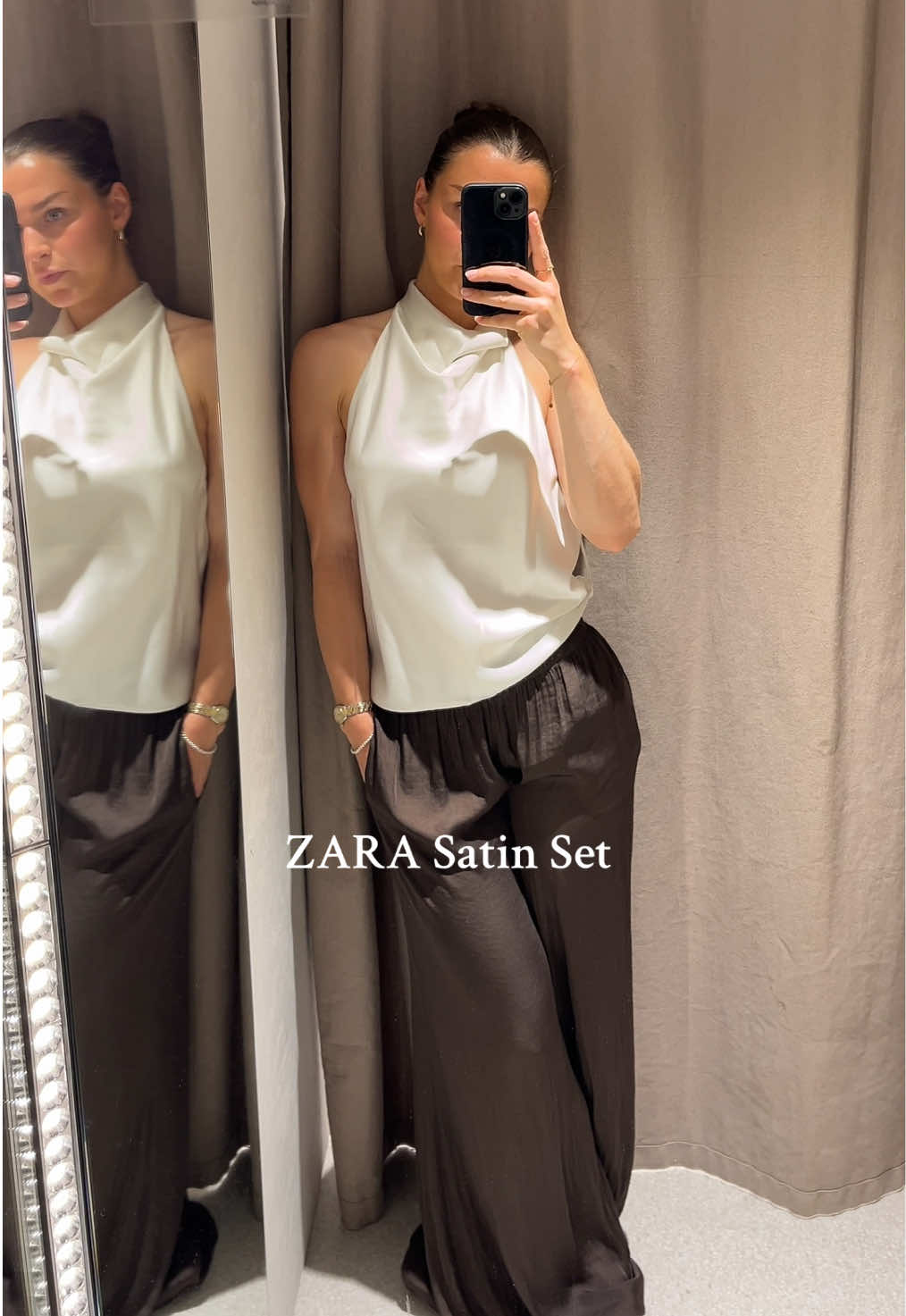 This classy ZARA Satin Set is just 🤌🏼  #zara #zarasatin #zarasatintop #satin #satinset #zarasatinpants #OOTD #chicoutfit #classystyle #fyp #viral 