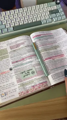 daily reminder to read/study your Bible :)  Bible: the prayer Bible  pen: mr. pen highlighters: mr. pen  #biblejournaling #biblejournalingideas #journalingbible 