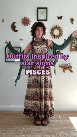 Next up in my zodiac style series is my sister sign, Pisces ♓️ These looks are all inspired by classic Pisces colours: blues, greens,  purples, and a touch of pink 🐟  #TikTokFashion #zodiac #starsigns #pisces #starsign #OOTD #whimsical #eclectic #pinterest #vintagefashion #phoebebuffay #outfitinspo 