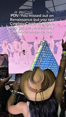 First time seeing @Beyoncé in person and I’m glad she loves Atlanta so much that she brought the whole family AND Renaissance!😆🙌🏽 #cowboycarter #cowboycartertour #beyoncé 