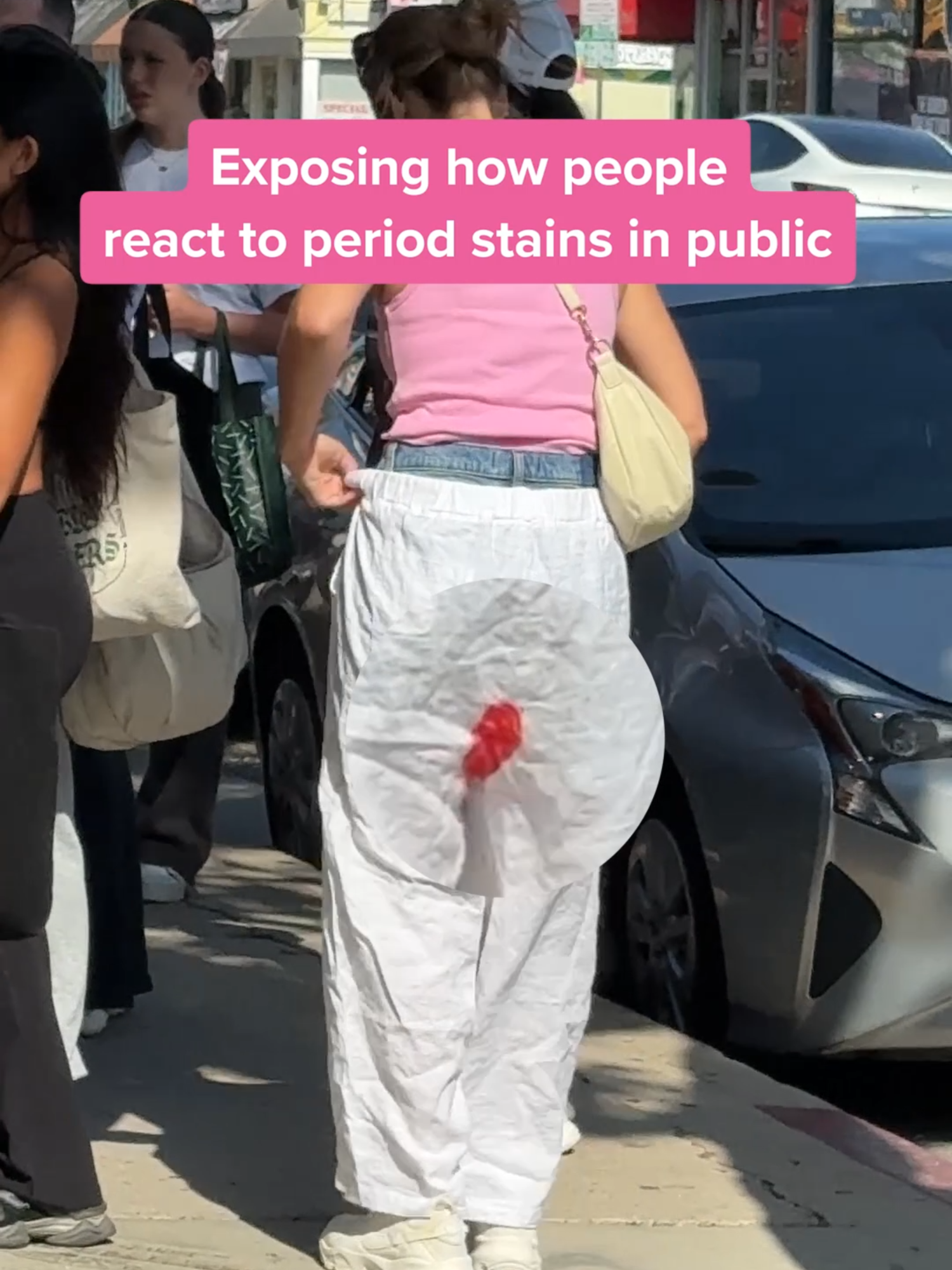 SOCIAL EXPERIMENT: seeing how people react to period stains in public 👀🩸 some looked away, some stepped up... what would you do??? #period #womenshealth #fyp #socialexperiment #opositiv