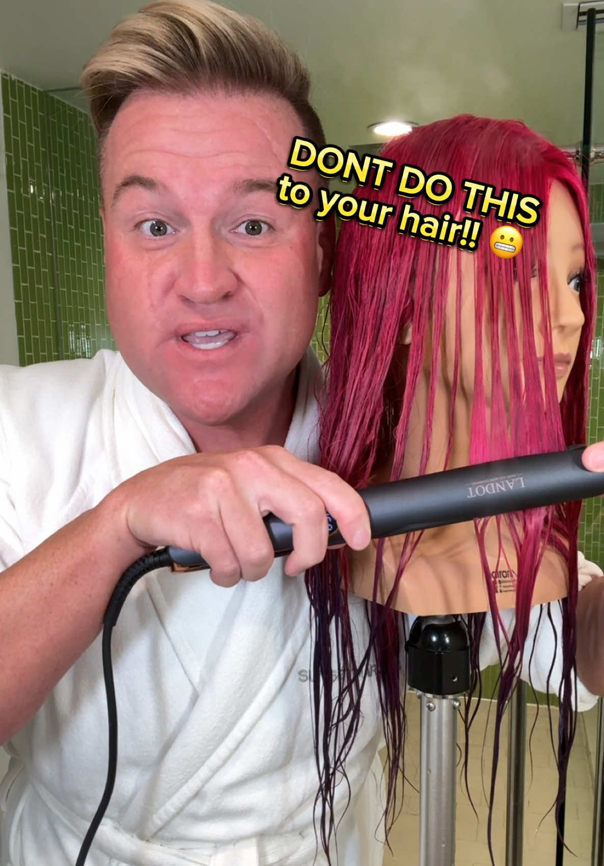 😬 That sizzling noise? That’s your hair screaming bestie!!!! 🔥 When you run a flat iron over soaking wet hair, it’s literally boiling from the inside out. The water trapped in your strands heats up so fast it turns to steam and blasts through the cuticle which is why it makes that scary crackle sound. 😬  🔥 And if you’re wondering about those steam straighteners, I actually did a little research and they are different. Instead of frying your hair, they use controlled steam to gently open the cuticle and smooth it while keeping moisture in. It’s kind of like a mini facial for your hair instead of a blowtorch but I’m still doing my research on the damage they may or may not cause…. 🔥 But either way, DRY YOUR HAIR FIRST or get yourself a steam straightener and give your ends a break!!!! Lemme know if we needs recs I’ve been quietly testing a few!!!! #straightener #flatiron #hairtutorials #damagedhair #smoothhair #frizzyhair #hairrepair #hairtips #haireducation #hairtok #friedhair #hairfail 