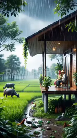 Healing di Rumah: Teh Hangat, Hujan, dan Sawah Hijau #suarahujan  #santai  #waktunyangeteh  #goodbyestress #rainsounds #relaxingvideos 