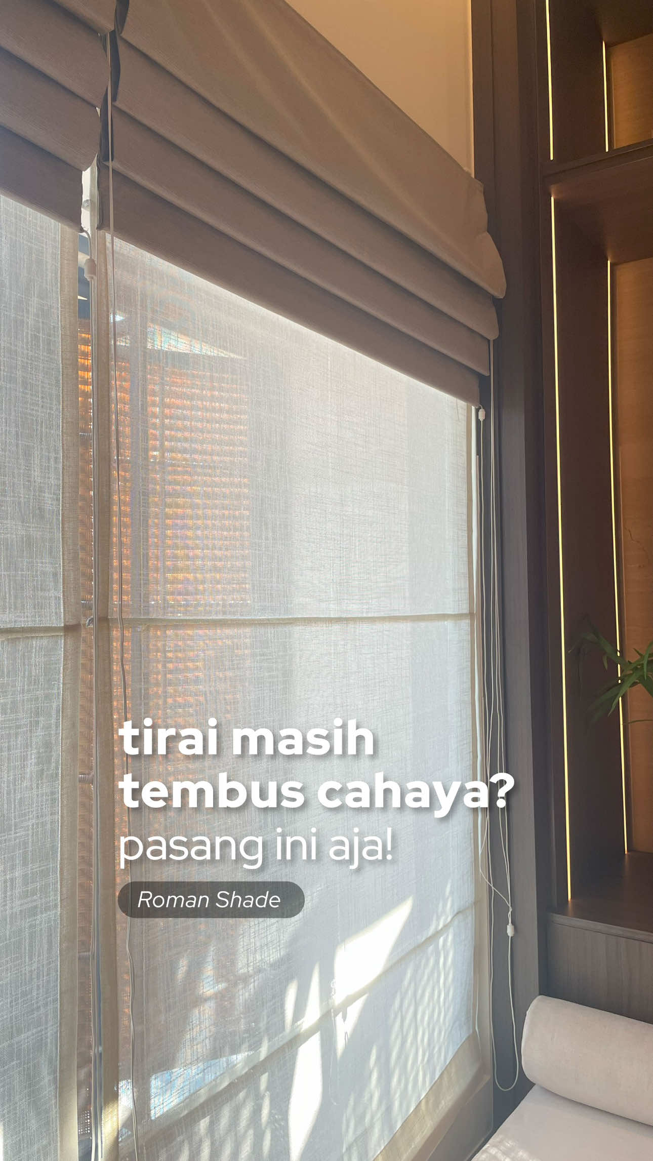 Rekomendasi tirai yang dapat bikin kamar lebih homey dan cozy, hanya dengan Roman Blinds by Sharp Point✨ #homey #cozy #homedecor #fyp 