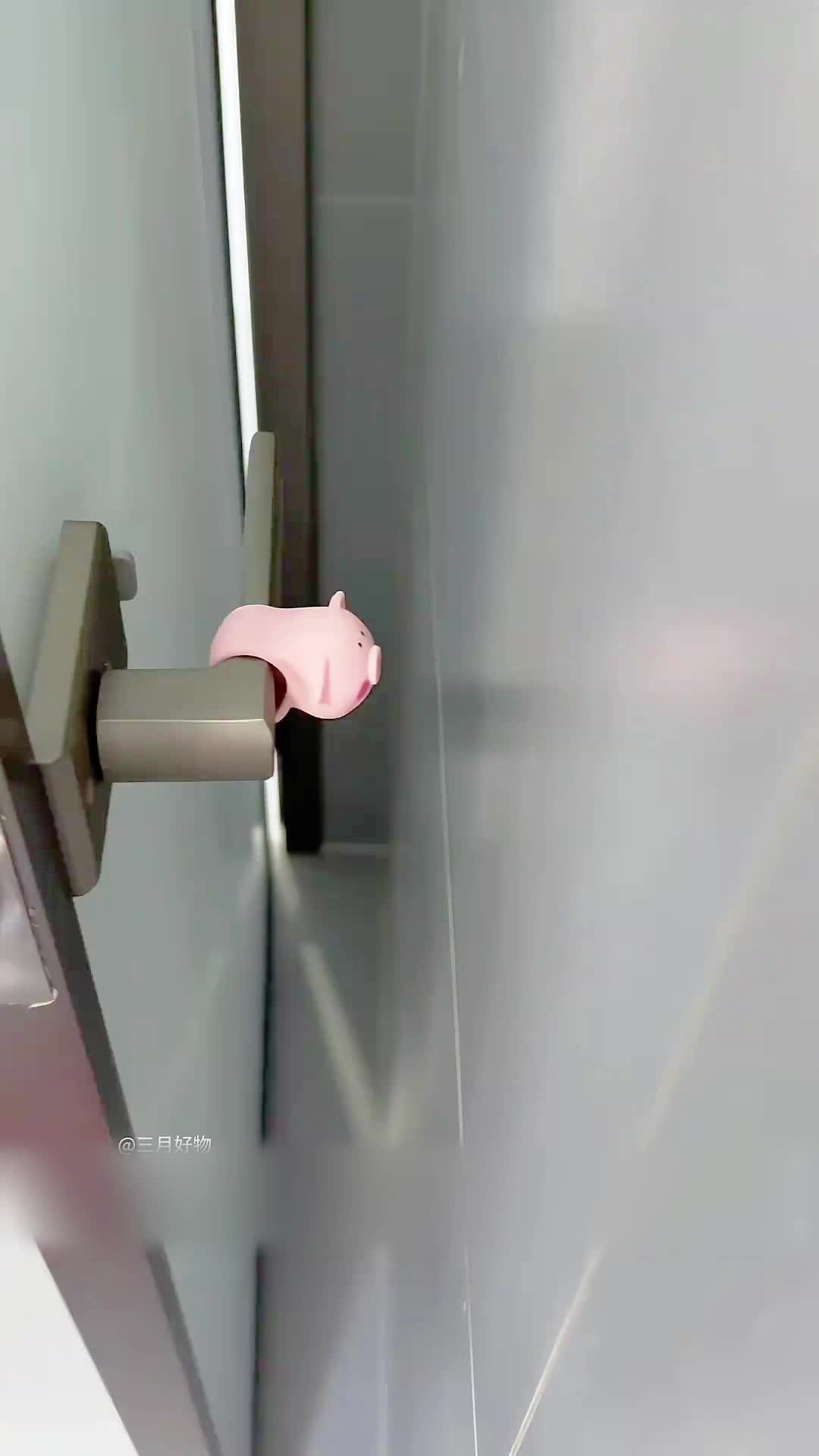 3Pcs/bag Silicone Door Stopper Cartoon Pig Punch-free Wall Protector Silent Anti-Shock Door Handle Anti-collision Ring for Bedroom 