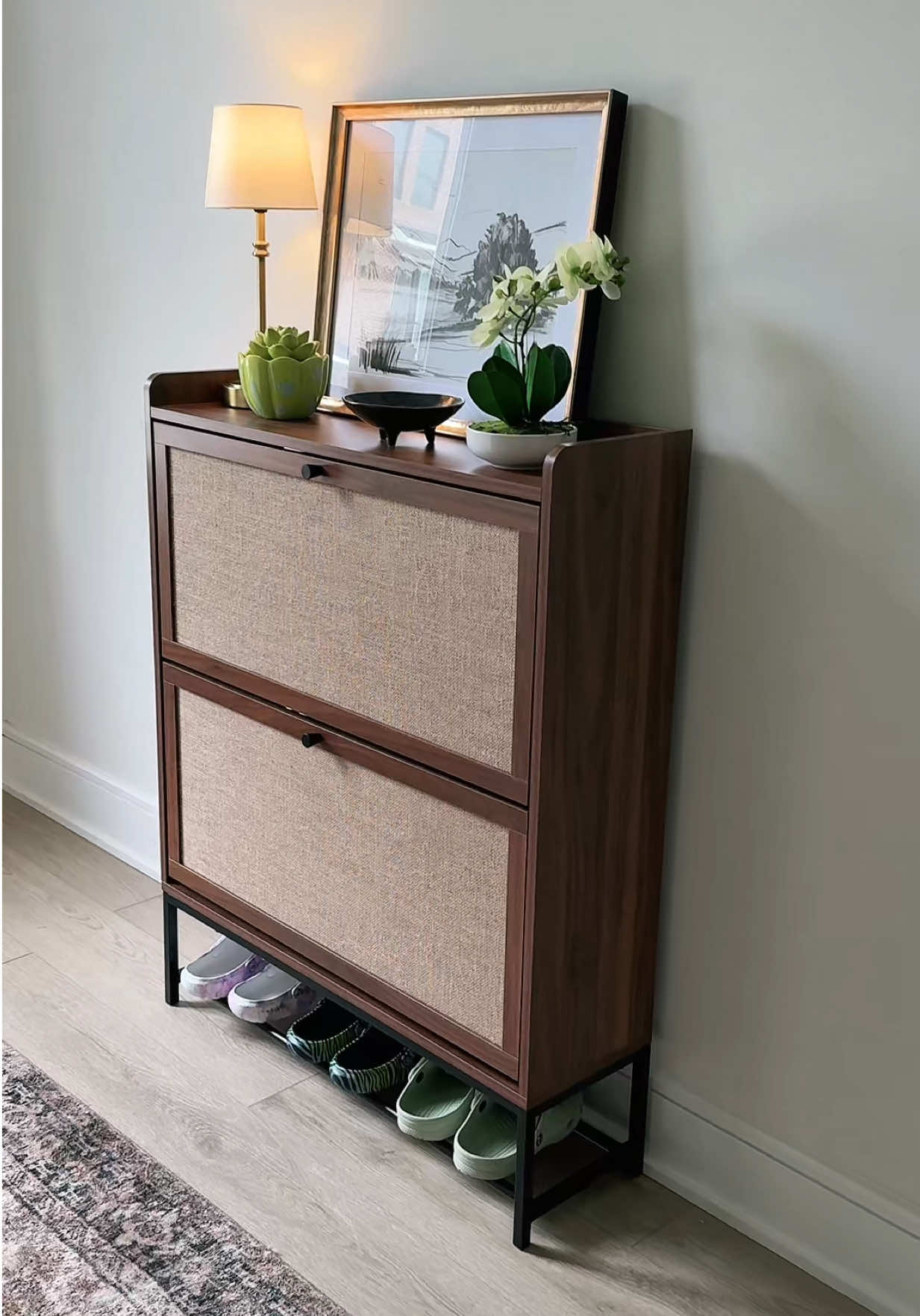 Functional beauty for your entrway!  This beautiful shoe cabinet is currently on flash sale ⚡️⚡️ @GiraTree @Giratree Furniture  #shoecabinet #entrywaydecor #entryway #aesthetic #tiktok 