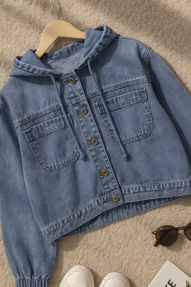 Rekomendasi hoodie denim crop 🔥🔥🔥 #outfit #denim #koreanstyle #croptop #hoodies 