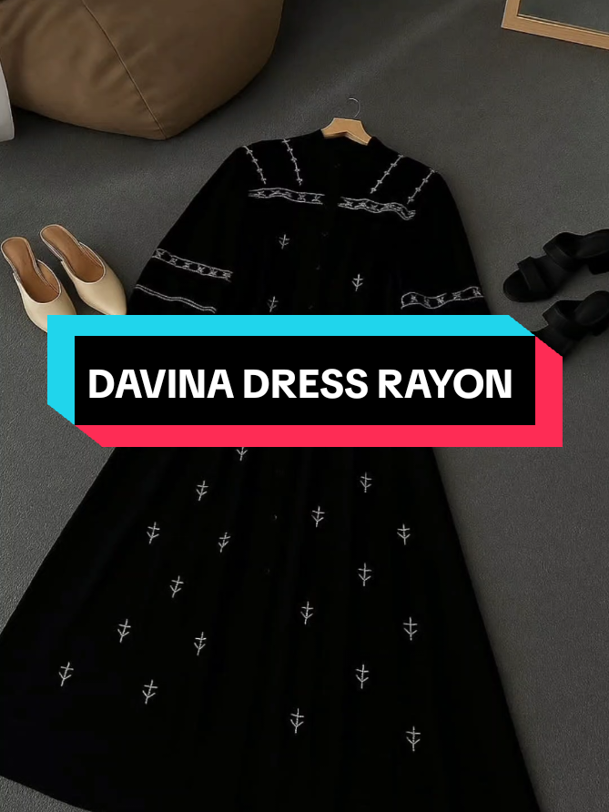 Davina Dress Rayon Twill Bordir #dress #dressdavina #dressviral #dresslaris #dressrayon 