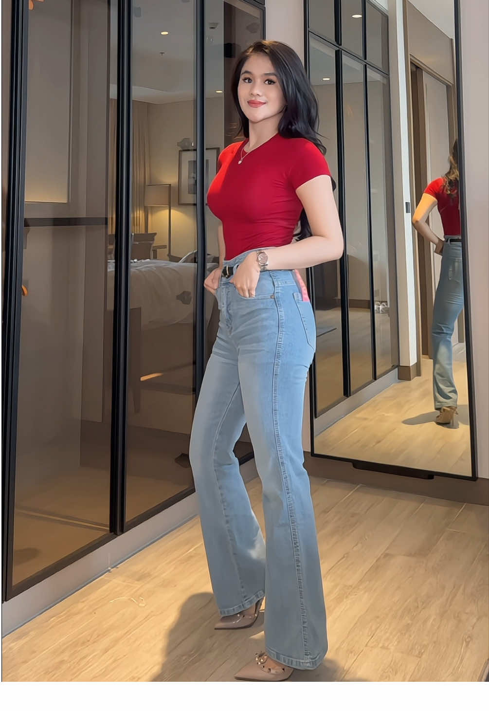 Still my go-to jeans since day one✨ #flarejeansoutfit #jeanshighwaist #jeanswanita #jeansoutfit #ootdjeans 