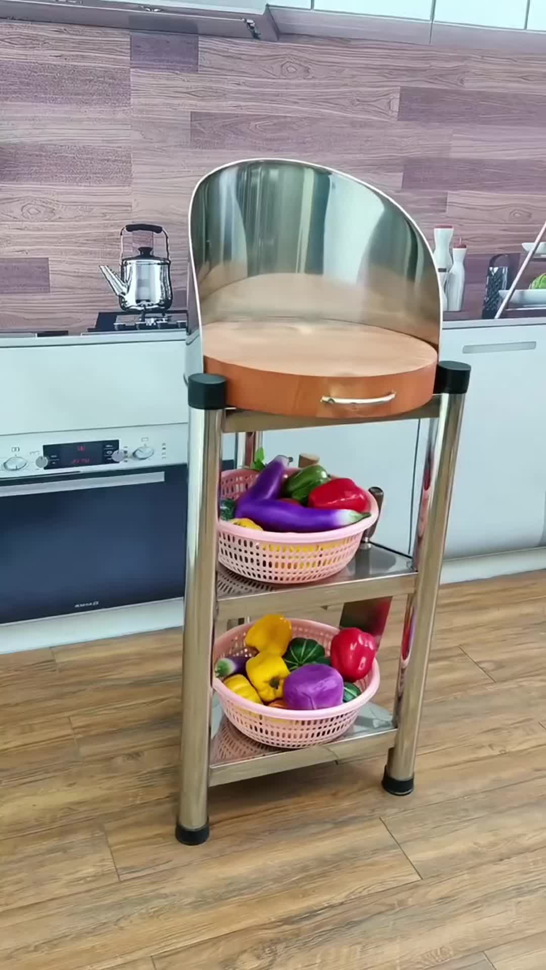 Kệ Thớt Chặt Thái 3 Tầng Đa Năng Inox Cao Cấp Có Miếng Chắn Và Khe Để Dao - Chất Liệu Inox 201 Không Rỉ Sét Chắc Chắn Dày 1li Siêu Bền An Toàn Vệ Sinh 