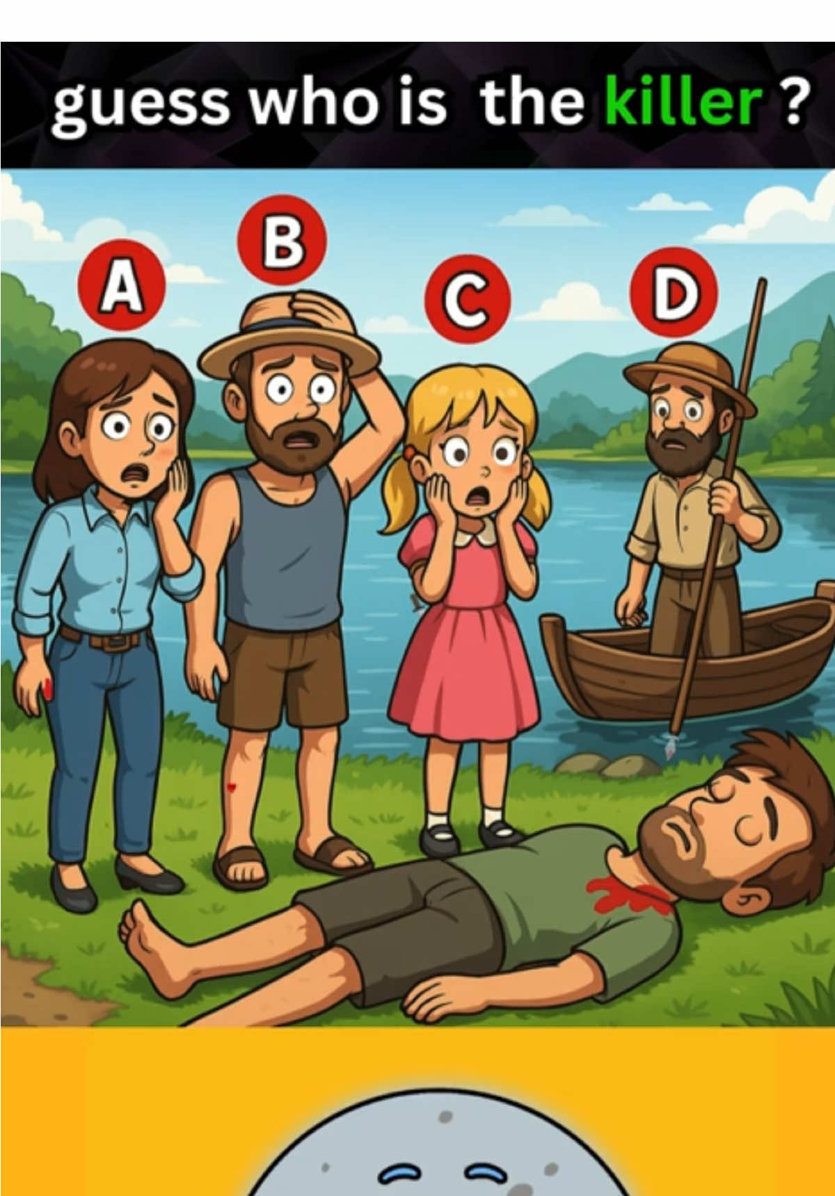 Someone’s hiding a deadly secret… 😱 Can YOU figure out who killed the man — A, B, C, or D? 🩸 Drop your answer in the comments! 👇 #DetectiveMode #G#GuessWhoC#CrimeQuizM#MysteryChallengeW#WhoDidItT#TikTokQuizA#ABCDChallengeM#MurderMysteryQ#QuizTokV#ViralQuizT#TrueCrimeVibesS#SolveTheMysteryKidsQuiz825