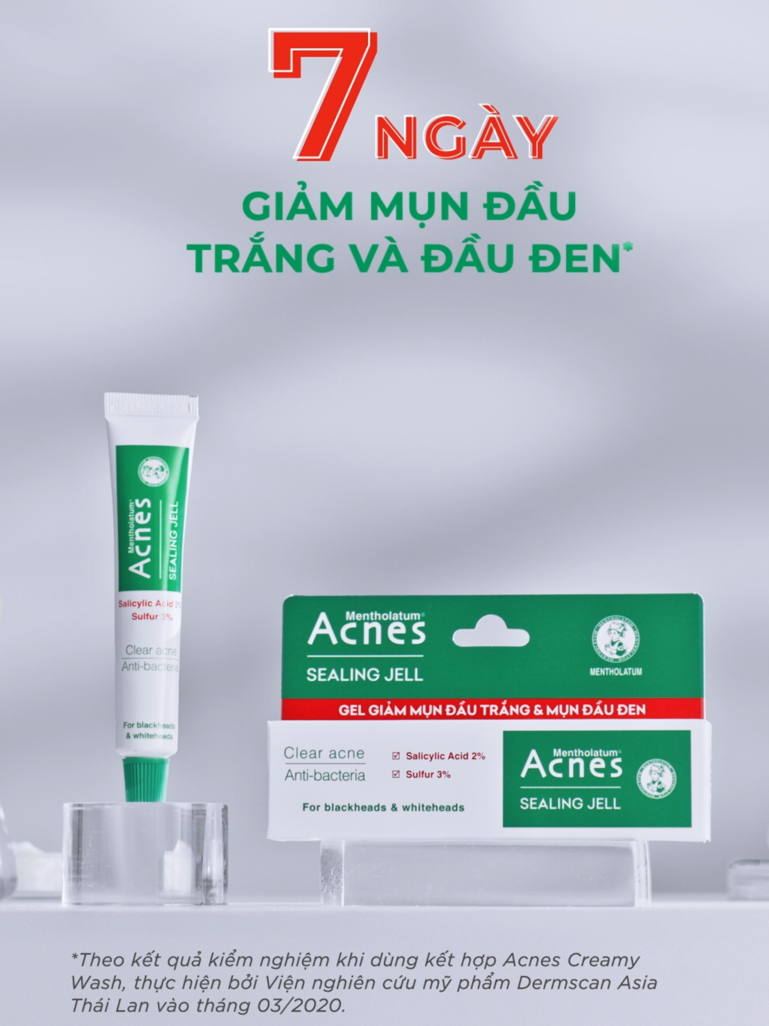ACNES SEALING JELL - 7 NGÀY GIẢM MỤN ĐẦU TRẮNG & ĐẦU ĐEN* #Acnes #AcnesVietnam #Chuyensauvemun #Khoahoccaitien  *Theo kết quả kiểm nghiệm khi dùng kết hợp Acnes Creamy Wash và Acnes Sealing Jell, thực hiện bởi Dermscan Thái Lan vào tháng 03/2020.