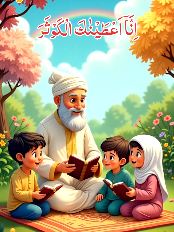 Kids are learning سورةالکوثرFrom Grandfather 