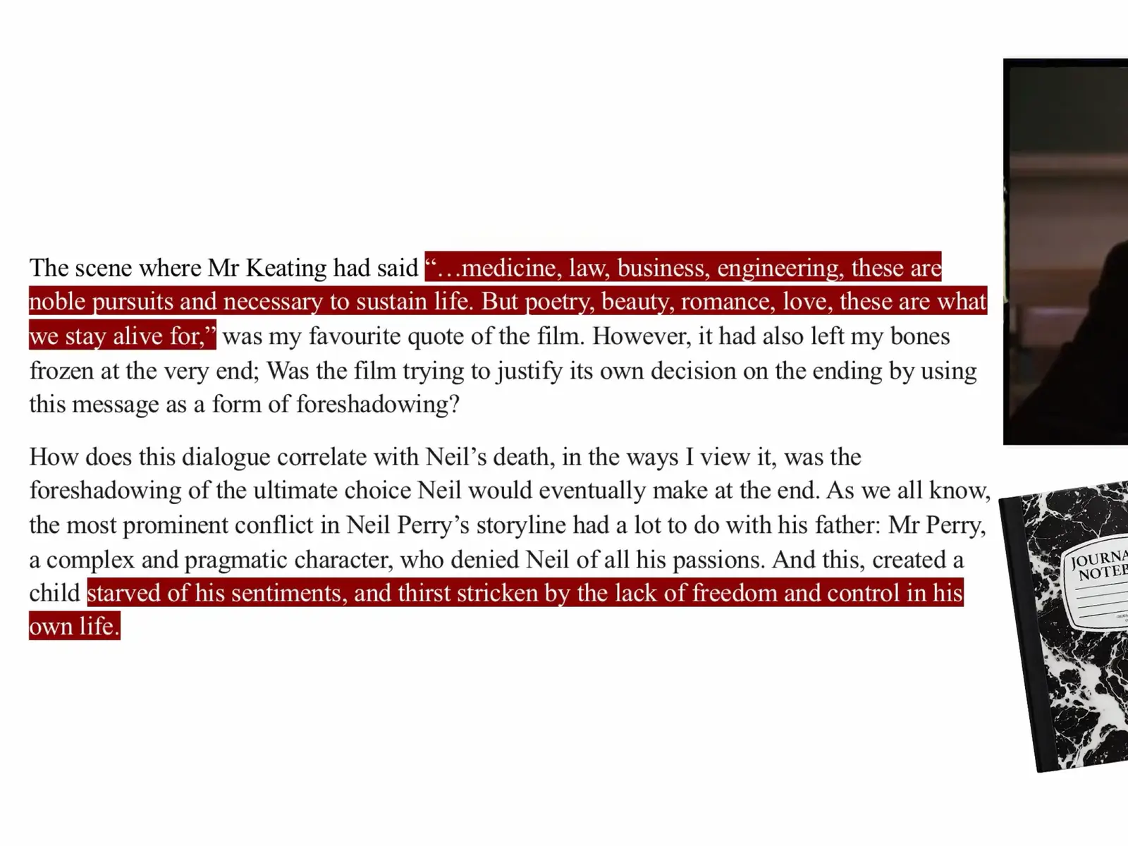 the devil couldn’t reach me so i end up with too much feelings everytime i watch a film. these are taken from my first draft, hopefully i’ll make a revised version someday!  #neilperry #deadpoetsociety #writing #filmreview  #essay 