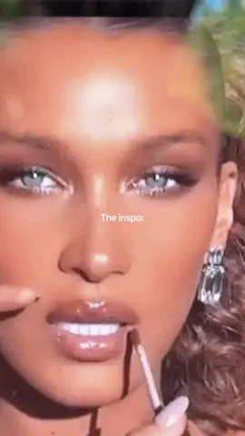 The inspo vs the result ✨ tutorial coming for this glam on @Olivia Phillips 🧸 stay tuned x Using @Tanielle Jai Bronzour in the shades Caramel latte, Mocha & Macchiato  Our take on this Bella Hadid glam #haileybieber #softglam #shimmermakeup #