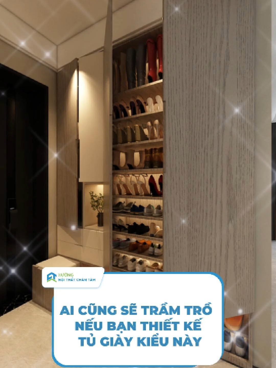 Ai cũng sẽ phải trầm trồ nếu bạn thiết kế tủ giày thế này #noithatchantam #noithatchungcu #thicongnoithat #thietkenoithat #thietketugiay