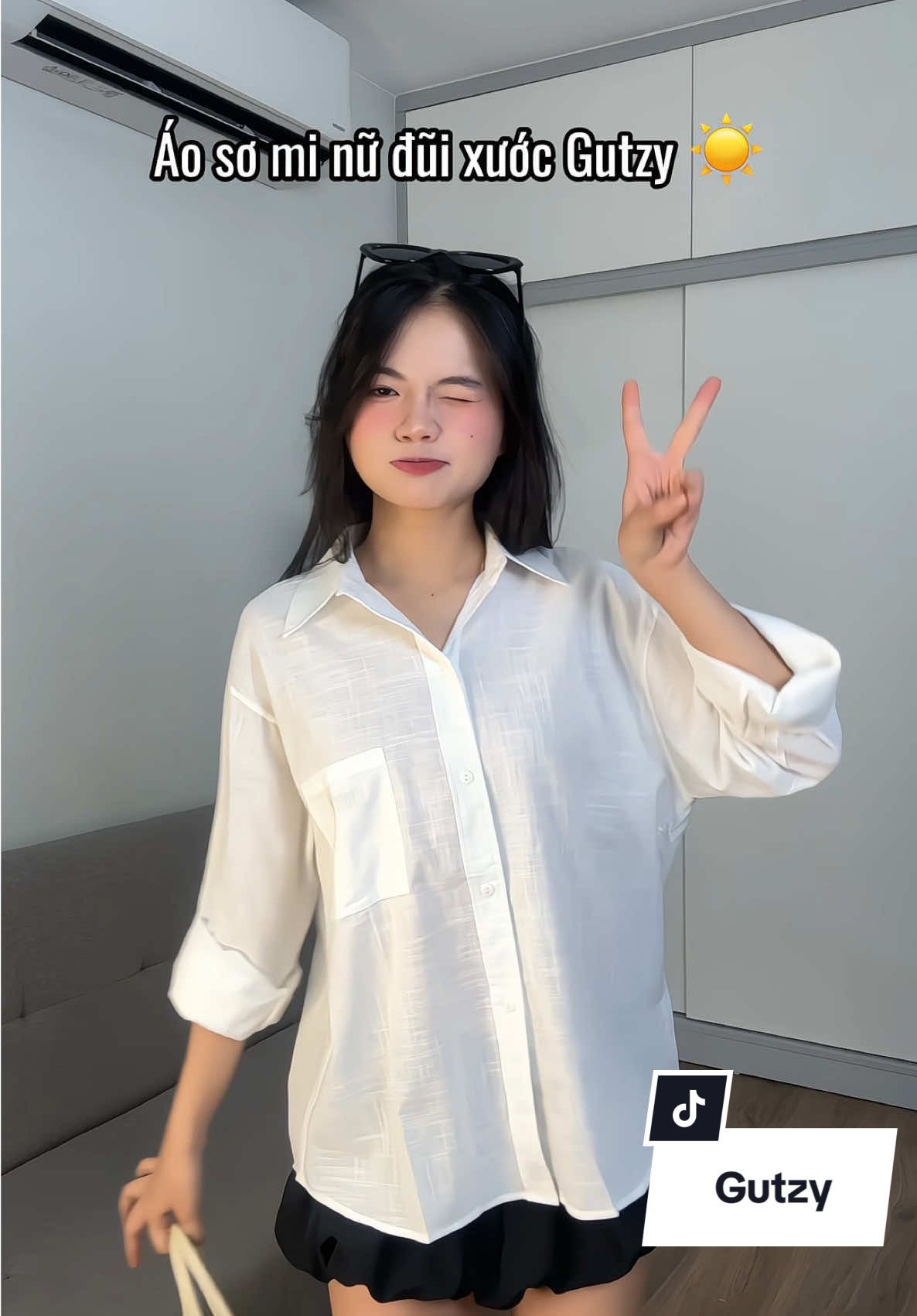 Áo sơ mi nữ thoáng mát form rộng basic nè #linhlipreview #gutzy #aosomi #aosominu 