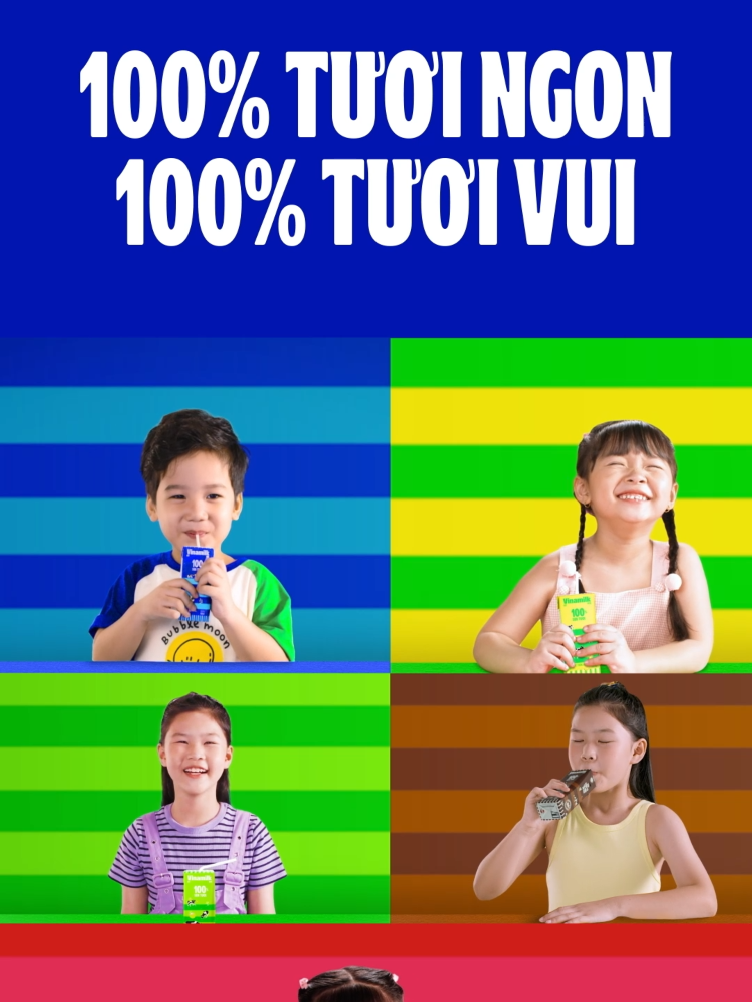 100% TƯƠI NGON - 100% TƯƠI VUI, SỮA TƯƠI VINAMILK 100% - ĐA GU ĐA VỊ CHO BÉ #Vinamilk #Suatuoi100 #tuoimoingay
