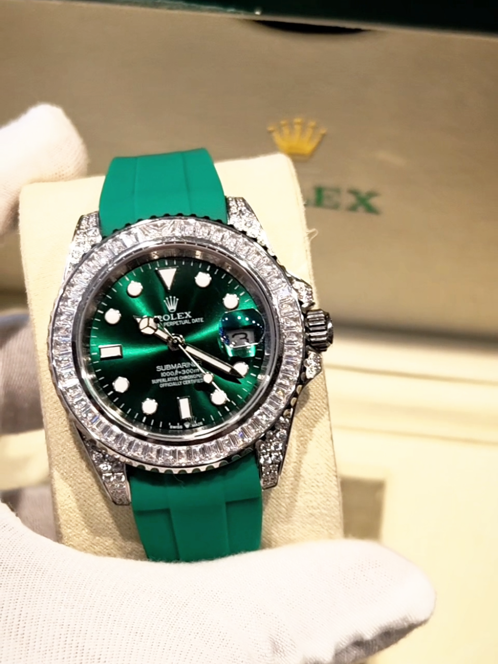 The Rolex Submariner Limited Edition features a green strap and a master lock, complemented by a green dial adorned with American zirconia. For further details, please contact us via the WhatsApp number provided in the bio. #fashionstyle #luxurywatch #watchaddict #mensstyle #wristgame #OOTD #lifestyleblogger #fashiongram #styleinspo #StreetStyle #dailywatch #fashioninspo #watchoftheday #minimalstyle #lifestylegoals #rolexstyle #timelessdesign #watchcollector #mensfashion #luxurylifestyle #styleblogger #watchlovers #dapperstyle #classicstyle #urbanfashion #wristwatchcheck #gentlemanstyle #lifestylephotography #richlifestyle #suitstyle 