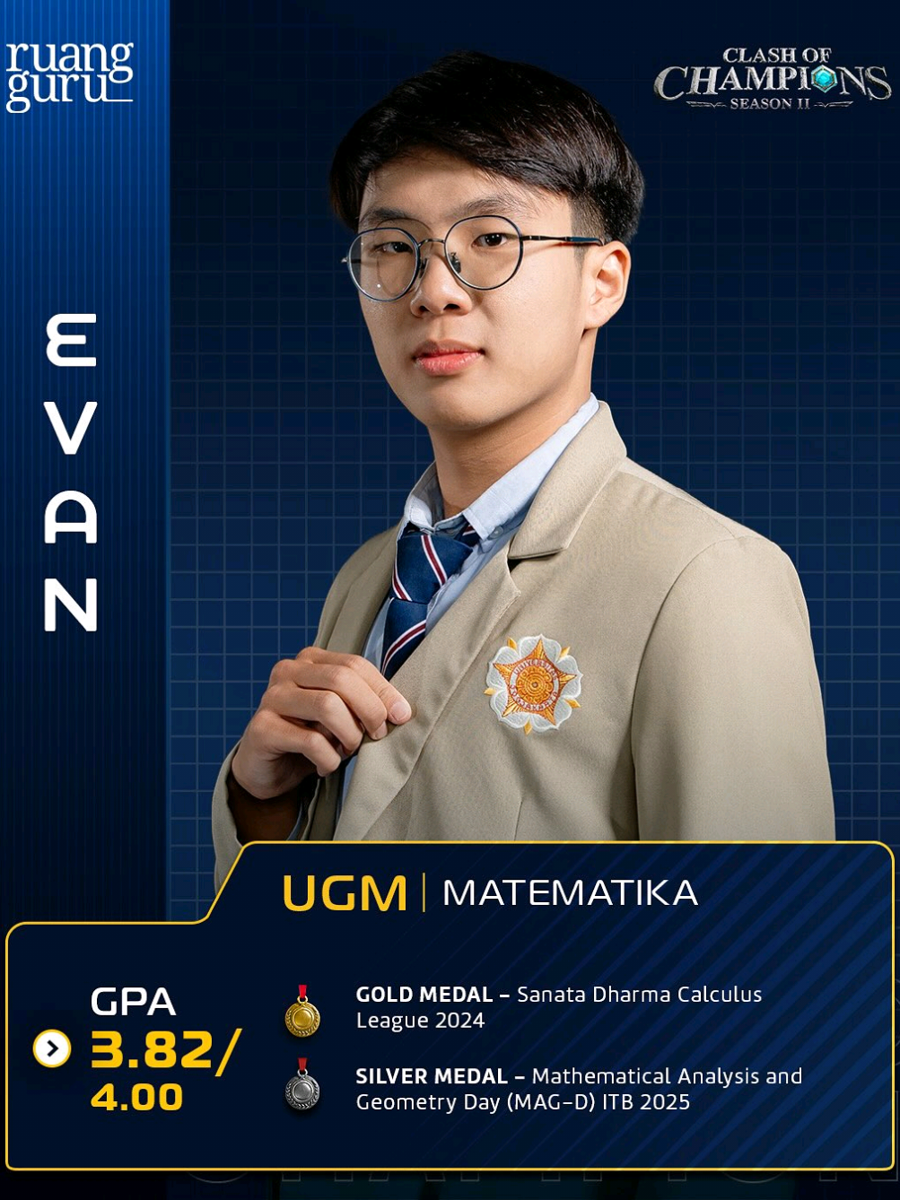 Evan | Clash Of Champions Season 2 Sedih juga sih kak Evan dari UGM harus tereliminasi dari Ruang Guru #fyp #ruangguru #coc #classofchampion #tereliminasi  #ugm 