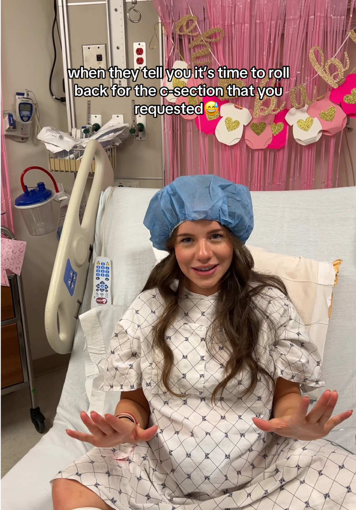 just because I asked for an elective c-section doesn’t mean I wasn’t nervous! also as a nurse this makes me giggle that I didn’t even have my pulse ox on my finger🤭 no HR being read over here😂 #csection #laboranddelivery #csectiondelivery #pregnanttiktok #momtok #firsttimemom #39weekspregnant  