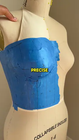 🥴 Personally, I think that my professors would give me the side eye… BUT I SAID WHAT I SAID 😂🫶🏽💕 Have you ever used the tape method on a dress form? If so, do you prefer it over draping with fabric? 🤔 Watch the full BTS video on my channel linked in my bio!! ✨☺️ + FREE Pattern  #draping #patternmaking #bodice #sewingtips #inclusivefashion 