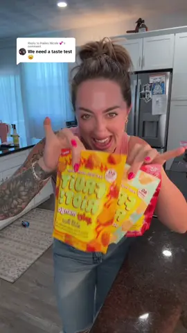 Replying to @Hailey Nicole 💕 this fruit riot taste test was all over the place! 🤣 #fruitriot #sourfrozenfruit #sourfruit #lightsnack #frozenmango #frozenpineapple 